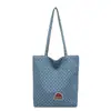 Bolsa Tote de Sarja com Bolinhas Estilo Coreano, Lado Duplo, para Mulheres, Bolsa de Ombro de Lona de Grande Capacidade para o Dia a Dia, Bolsa Grande Fofa com Desenho Animado