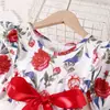 Vestido de Performance Nuevo para Niñas de Comercio Exterior con Lazo de Dibujos Animados Puntos Vestido de Princesa de Manga Corta de Longitud Media