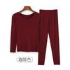 Conjunto de ropa y pantalones de otoño para mujer, ropa interior térmica de cuello redondo bajo, suéter de algodón modal ajustado y fino para invierno