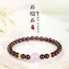 Pulsera de Granate Natural de Lujo Ligero con Piedras de Litio Moradas, Estilo Femenino, Sensación de Alta Gama, Joyería Roja de Año Nuevo