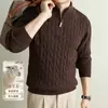Suéter de malha trançada com meio zíper, tamanho europeu plus size, best-seller transfronteiriço para homens, estilo old money, business casual, outono e inverno, atacado de fábrica