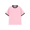Camiseta de Algodão Puro com Gola Redonda, Bloqueio de Cores Estilo 2026, com Contraste de Cores Tendência na Gola e nos Punhos (200g)