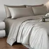 Juego de ropa de cama de lujo de seda helada de cuatro piezas para dormitorio principal de verano, que incluye sábana plana, sábana ajustable, funda de edredón y juego de ropa de cama de tres piezas