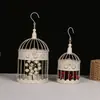 Jaula de Pájaros Vintage Hierro Blanco Accesorios de Boda Banquete Jaula Creativa Decoraciones Estilo Europeo Celebración Adornos Colgantes