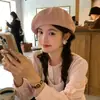 Boina de Color Sólido Fumeng para Mujer, Otoño e Invierno, Estilo Retro Francés, Circunferencia de Cabeza Grande, Boina Artística de Pintor, Venta al por Mayor