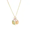 Collar de Moda Transfronterizo Estilo Resort de Playa Decoración de Caracola Verde con Goteo de Aceite en Acero Inoxidable Chapado en Oro, Cadena para Clavícula