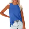 2026 Comércio Exterior Transfronteiriço Amazon Europeu e Americano Tamanho Plus Feminino Colete Camiseta com Fenda Top Feminino