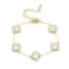 Pulsera de Acero de Titanio con Trébol de Cuatro Hojas de Nácar por Ambos Lados para Mujer para Usar en la Ducha y Asistencia Diaria Joyería de Mano de Trébol Dulce