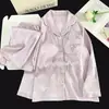 Estilo Chino Estilo Antiguo Bata Acolchada para Mujer Seda de Hielo Elegante Manga Larga Pantalón Largo Primavera Otoño Seda de Hielo Nieve Conjunto de Ropa para el Hogar
