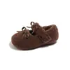 Sapatos de Pelúcia para Meninas Outono e Inverno com Lã Adicionada para Aquecimento, Botas Curtas Infantis, Sapatos de Princesa para Bebê Menina Estilo Coreano, Mocassins com Laço