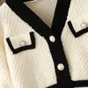 Conjunto de Suéter para Niña Conjunto de Dos Piezas Tejido Comercio Exterior Nuevo Estilo Otoño e Invierno Conjunto de Suéter Cardigan y Pantalones Acampanados para Bebé