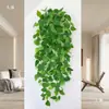 Simulação de rabanete verde para sala de estar, decoração de parede com plantas verdes, decoração de plantas, flores artificiais de vime, videira interna, cesta de plantas penduradas