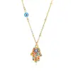 Collar de Ojo de Diablo de Moda Transfronterizo Europeo y Americano Colgante de Circonita de Moda Joyería de Palma de Fátima para el Cabello