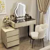 Nuevo Tocador de Pizarra Estilo Crema para Dormitorio 2025, Mesa de Maquillaje Moderna Simple de Lujo Ligero para Apartamento Pequeño con Gabinete de Cajones Integrado