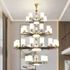 Nuevo Candelabro Chino Luz Principal para Sala de Estar Estilo Chino Lujo Ligero Hogar Dormitorio Villa Iluminación LED Comedor Candelabro de Cobre