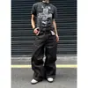 Jeans de cintura elástica de moda para hombre, pantalones largos casuales rectos holgados de primavera, versátiles negros lavados estilo americano ins