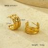Brincos franceses retrô de aço inoxidável de alta qualidade em forma de C com textura plissada simples e atmosférica, brincos de ouro 18k, atacado