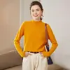 Suéter de Cashmere Pulôver Sem Costura Pronto para Vestir de Uma Linha para Mulheres com Barra Enrolada Gola Alta Meia Suéter Camisa de Camada Interna Tricotada Solta