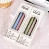 Velas de cera em caixa estilo europeu com cores degradê, perfeitas para jantares românticos à luz de velas, decorações de casamento e arranjos festivos.; adequado para vendas transfronteiriças