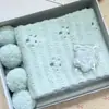 Bufanda de Lana de Malvavisco de 6 Hebras Tejida a Mano DIY Bufanda de Gofre de Corazón Nube Leche Mousse