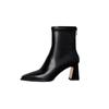 Botas femininas estilo Maillard outono e inverno novas botas de salto grosso francês bico quadrado elástico botas finas salto alto botas curtas sapatos femininos