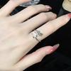 Diseño de Nicho Forma de Serpiente Piedra Lunar Rosa Alto Gama Ins Anillo Abierto Apilable Estilo Oscuro Personalizado Estilo Francés