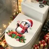 Decoración de Funda para Asiento de Inodoro de Pingüino Navideño de Dibujos Animados, Funda para Asiento de Inodoro de Baño, Pegatina Decorativa para Ambiente Festivo