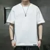 Camiseta de manga corta para hombre, verano, estilo Hong Kong, cuello redondo, media manga, versátil, de marca moderna, camiseta de media manga, talla grande para hombre