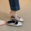 Mismo Estilo en Stock~5cm de Altura-Aumentadora Cuadrado Francés Sin Cordones Mula Versátil Verano Nuevo Medio Zapato para Mujer