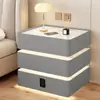 Mesita de Noche Flotante con Tres Cajones, Madera Maciza Simple, Carga Inalámbrica Moderna, Mesa de Noche Multifuncional Todo en Uno de Lujo Moderno para Dormitorio del Hogar