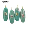Wt-P2073 Oval Geométrico Redondo de Textura Lisa Lápiz Lazuli Ojo de Tigre Piedra Zirconia de Colores Piedra Incrustada Colgante