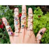 Anillo de cristal sanador de venta caliente transfronteriza anillo de envoltura anillo de gema piedra de cumpleaños sanadora apilamiento
