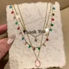 Colar de empilhamento multicamadas vintage usado feminino acessórios de nicho de luxo leve corrente para clavícula temperamento francês gargantilha de praia