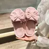 Chinelos de Pelúcia Oversized com Laço Estilo Coreano, Chinelos de Interior Respiráveis com Solado Macio Antiderrapante Estilo Fada