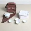 Moderna Taza de Té de Viaje para Coche Mini Portátil para Exteriores Set de Té Chaoshan Kung Fu Viaje Set de Té Gaiwan Blanco Puro Set de Tazas de Té
