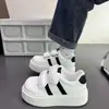 Zapatillas blancas de velcro para niñas con suela gruesa, zapatos blancos de estudiante, para niñas mayores, mocasines que aumentan la altura, nuevos estilos de primavera y otoño