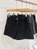 Pantalones cortos vaqueros negros de lunares para mujer, recién llegados de verano, de cintura alta, combinables, holgados, con corte de pera, adelgazantes, con pierna ancha en forma de A.