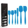 Amazon oferta caliente utensilios de cocina de silicona de 6 piezas crema espátula raspadora integrada cepillo para aceite tamaño traje raspador