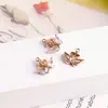 Banhado a cobre ouro real micro incrustado zircão retro cruz flor estrela pingente DIY Handmade Jóias brincos acessórios