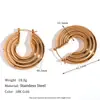 Joyería de Acero Inoxidable, Nuevo Estilo Popular en Europa y América, Pendientes Exagerados Huecos, Chapado en Oro de 18 Quilates, Pendientes Versátiles Personalizados en Espiral para Mujer