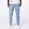 Calça jeans rasgada masculina, calça skinny slim fit, verão, fina, azul claro, casual, elástica, estilo coreano, masculina, em estoque