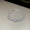 Manta Rose~Pulsera de Flor de Zirconia y Perla Rosa, Sensación de Lujo Ligero y Alta Gama, Joyería de Mano Estilo Barroco para Mujeres
