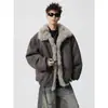 Chaqueta de Algodón Estilo Americano con Cuello de Piel para Calle Principal para Hombre, Abrigo de Felpa Engrosado Cálido de Invierno Holgado para Pareja
