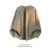 Suéter Cárdigan Retro Americano Estilo Perezoso Doble Cremallera Otoño Holgado Simple Casual Punto de Alta Gama Chaqueta