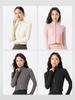Ropa Deportiva de Exterior para Mujer en Otoño e Invierno, Cuello Alto Cortavientos, Efecto Adelgazante en la Cintura, Ropa de Yoga de Manga Larga, Top de Ropa Fitness para Pilates