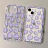 Funda para iPhone 11/13 Estampado Leopardo Morado 17Pro Transparente iPhone16 Silicona Modelo de Mujer 15 Transparente Modelo Anticaídas