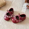 Sapatos de Princesa para Menina 2026 Primavera/Outono Novos Sapatos de Uma Cor com Laço para Bebê Menina Estilo Coreano Estilo Ballet Renda Pequenos Sapatos de Couro