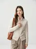 Estilo Old Money~ Cuello Alto Cremallera Doble Cardigan de Cachemir para Mujer Textura de Punto Trenzado Prendas de Punto Capa Base Engrosada Ropa de Abrigo