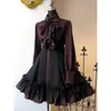[En Stock] Vestido Medieval Gótico con Lazo Nuevo Steampunk Renacentista Vestido para Mujer