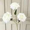 3 rosas artificiales de borde rizado para decoración de bodas, arreglo de escena, escaparate de centro comercial, paisajismo exterior, decoración suave, arreglo floral